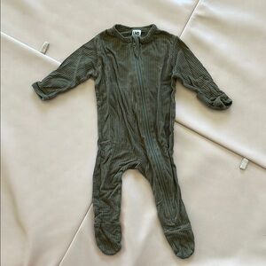 Little Miss Dessa Footie in Olive Green 3-6M